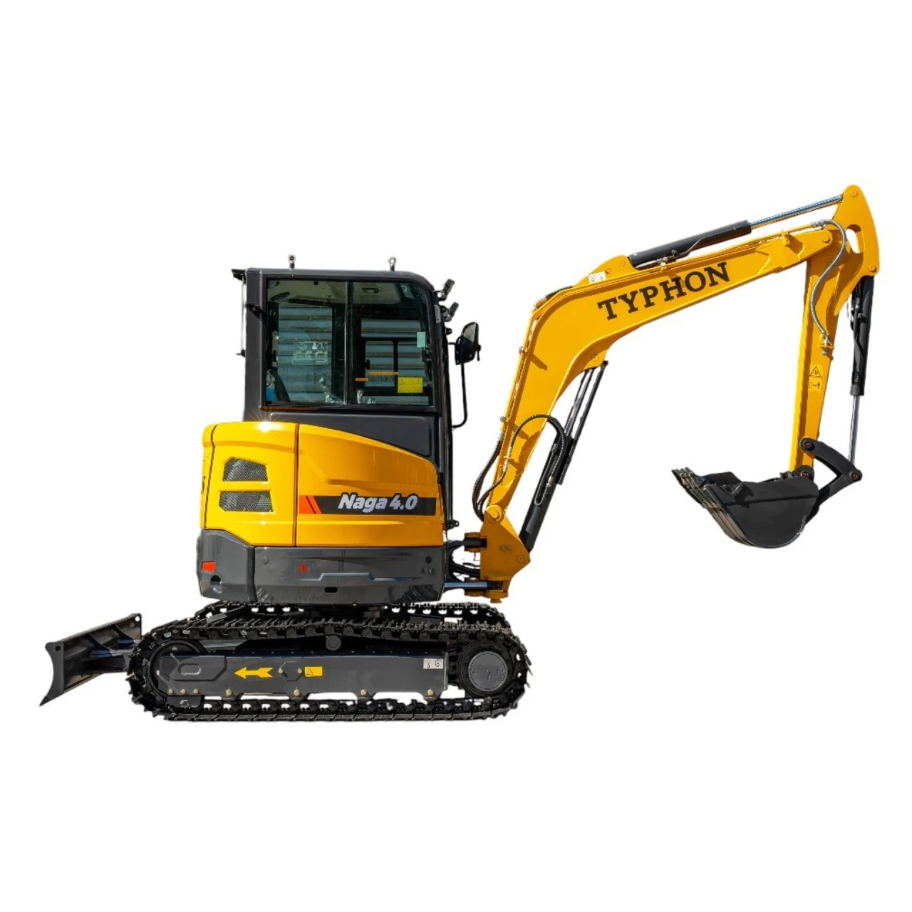 TYPHON NAGA 4.0 Mini Excavator with 4 Ton 24.4hp Yanmar Diesel Engine Metal Track ISO SAE control switch, AC Heater Cabin, 2 Travel Speed from American Loader