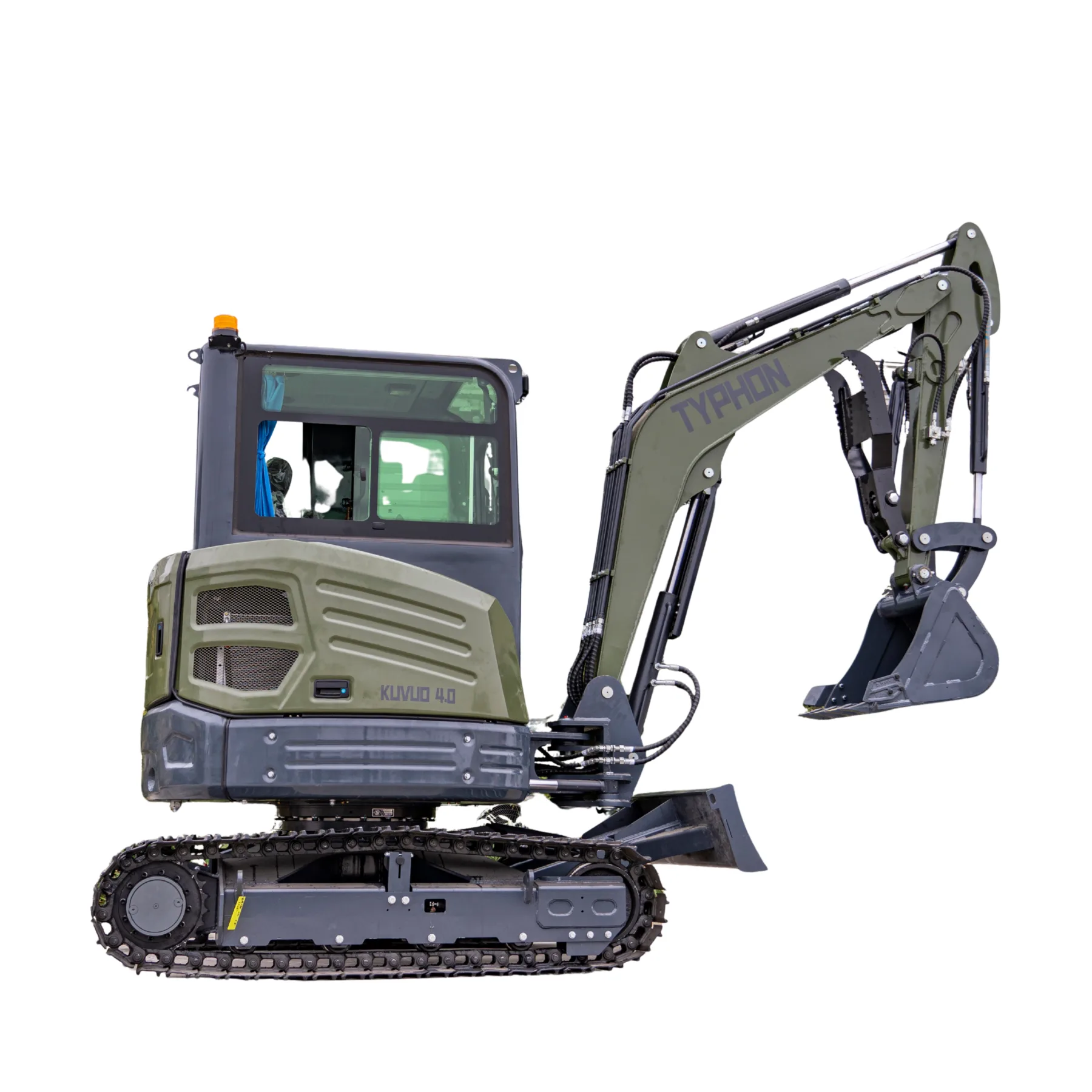 TYPHON KUVUO 4.0 four ton cabin mini excavator w Kubota D1703 Diesel engine Metal Tracks, Boom Swing, AC Heater, Hydraulic Control from American Loader — image 1