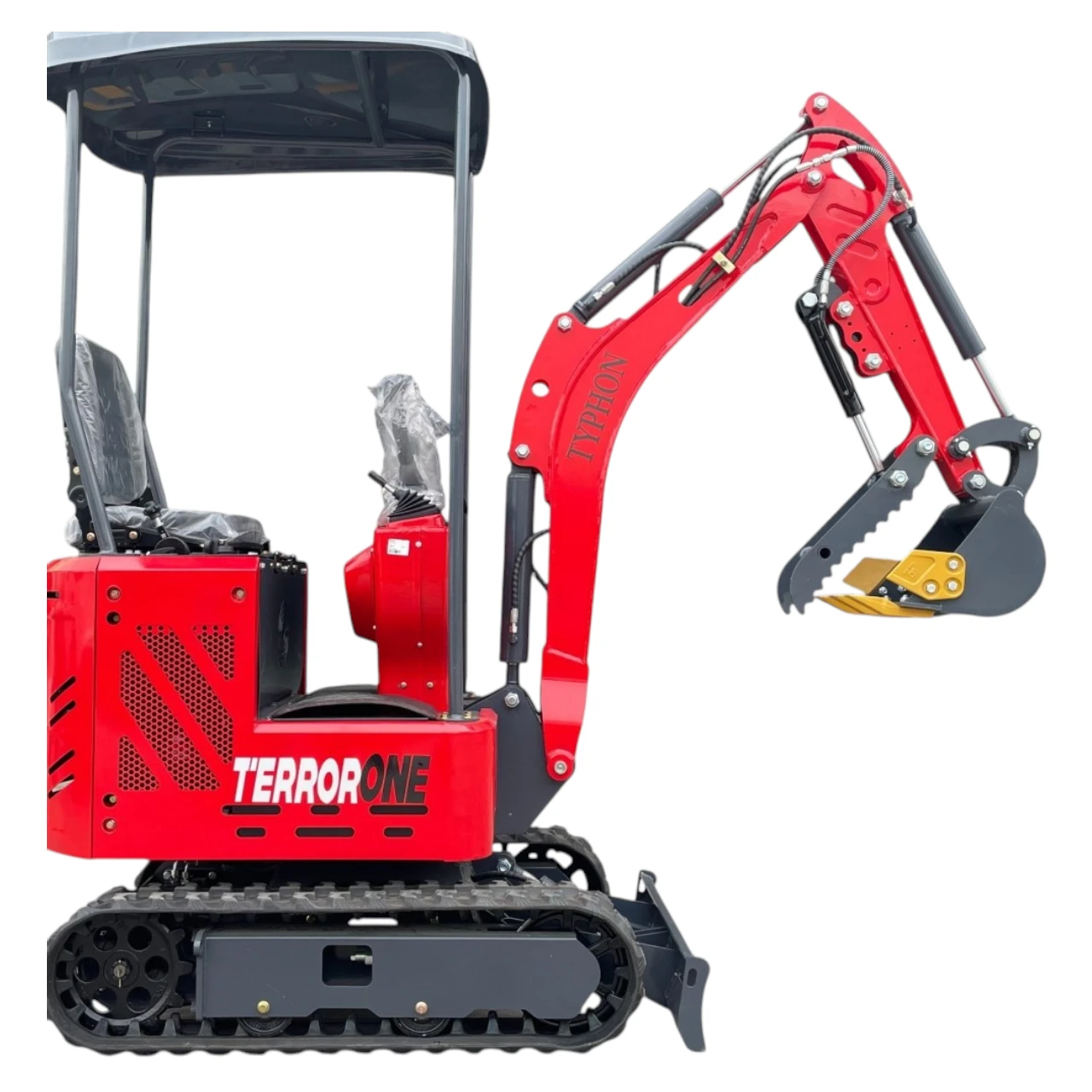 TYPHON TERROR ONE STORM 1 Ton Mini Excavator Trench Digger with Hydraulic Oil Cooler Canopy & Wide Bucket Ideal for Garden, Farm, Park & Road Work Digging, Drilling, Bull-Dozing from American Loader — image 1