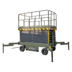 TYPHON xFlex-4065W Walk-Behind Scissor Lift 2.7 Ton with Assisted Walking, Manual outriggers of 40 ft lifting Height & 110V Electric