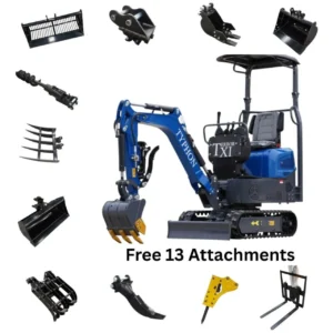 TERROR XI Mini Excavator Digger 13.5hp Gas B&S EPA Engine with 13 Attachments