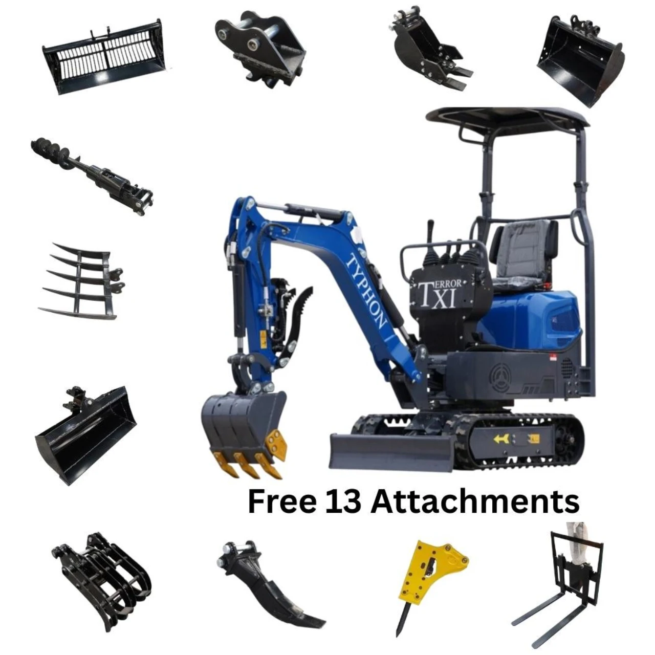 TERROR XI Mini Excavator Digger 13.5hp Gas B&S EPA Engine with 13 Attachments from American Loader — image 1