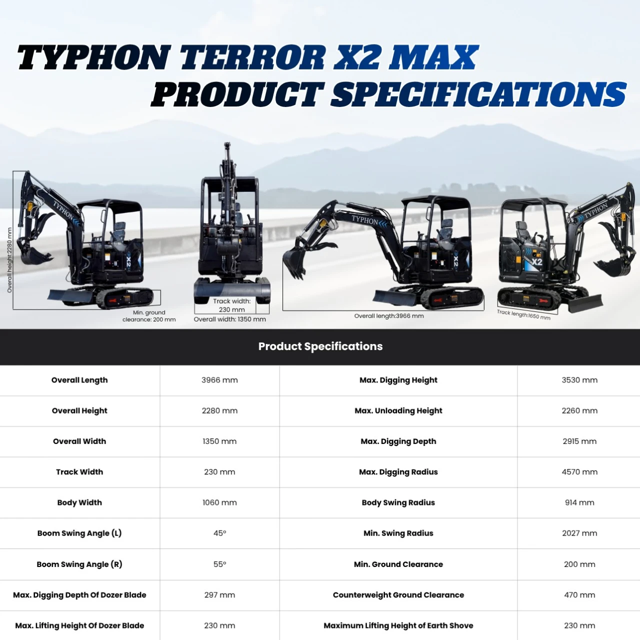 TYPHON TERROR X2 Max Canopy Mini Excavator Powerful 2.5 Ton Compact Machine with Yanmar Engine Advanced Hydraulic System from American Loader — image 2