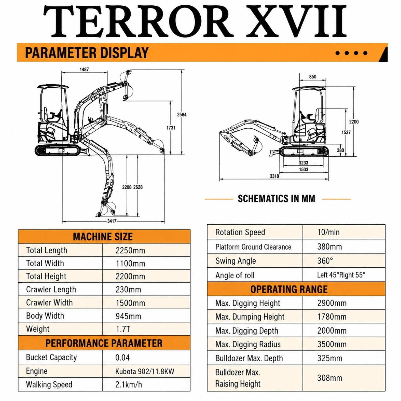 2025 3,800 lb TYPHON TERROR XVII Mini Excavator Rubber Track with Kubota D902 Diesel Engine USA from American Loader — image 2