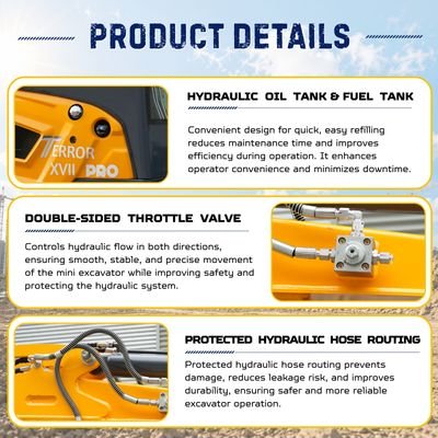TYPHON TERROR XVII PRO Prestige Edition Mini Excavator 4000LB Kubota D902 Diesel, Enclosed Cab with AC/Heat, Hydraulic Thumb from American Loader — image 8