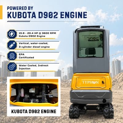 TYPHON TERROR XVII PRO Prestige Edition Mini Excavator 4000LB Kubota D902 Diesel, Enclosed Cab with AC/Heat, Hydraulic Thumb from American Loader — image 4