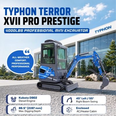 TYPHON TERROR XVII PRO Prestige Edition – Enclosed Mini Excavator with AC, Heater & Ergonomic Comfort from American Loader — image 11